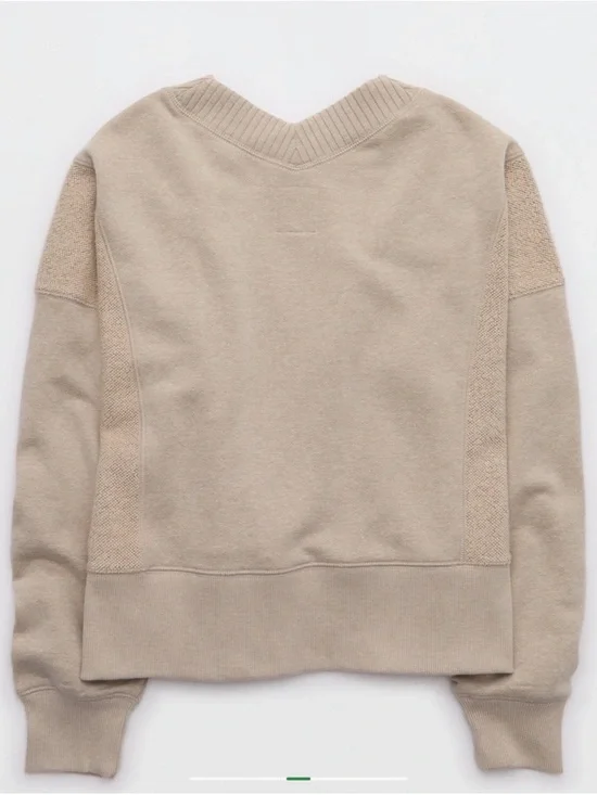 Aerie Apres-Chill Sweatshirt Medium NWT Stone Harbor Cozy Textured Pullover - Picture 4 of 11